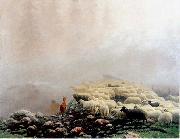Stanislaw Witkiewicz Sheeps in the fog. Spain oil painting artist